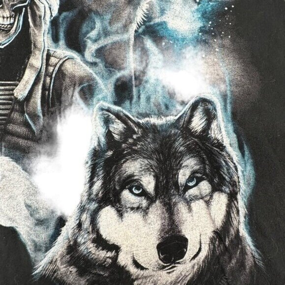 Wolf Howling Moon Indian Skull Native American 2XL Graphic Tee T-Shirt Retro Y2K - Picture 4 of 7